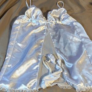 Dreamgirl Shimmering White Satin Chemise